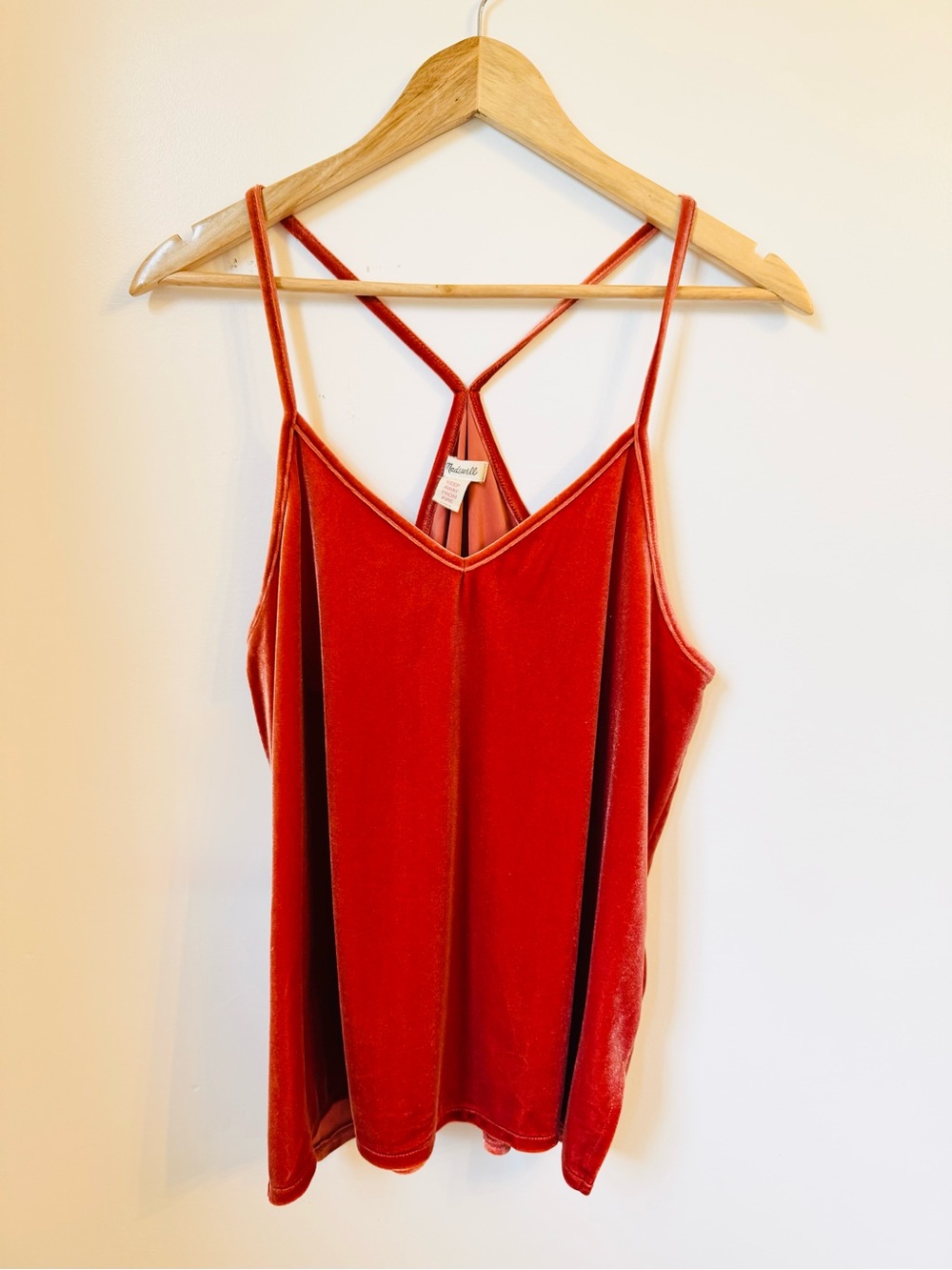 Madewell Velvet Racerback Top in Salmon Color